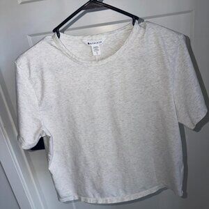 Athleta Women's Oatmeal Heather Short Sleeve Crop Tee